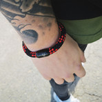 Portus Nautical Rope Bracelet // Black-Black-Red (18cm)