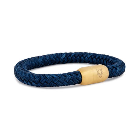 Portus Nautical Rope Bracelet // Matte Gold + Navy Blue (7.08"L)