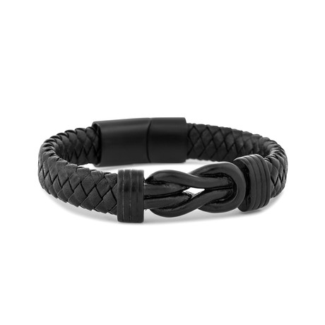 Serpent Leather Bracelet // Black (7")