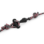 Vulpes Nylon Bracelet Double Wrapped // Matte Black (Black + Red + White)