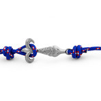 Vulpes Nylon Bracelet Double Wrapped // Silver (Blue + White + Red)