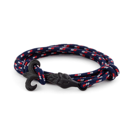 Vulpes Nylon Bracelet Double Wrapped // Matte Black (Black + Red + White)