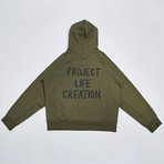 Back Hand Printed Hoodie // Khaki (S)