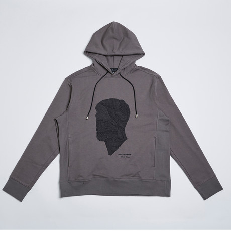 Face Embroidery Hoodie // Grey (S)