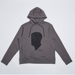 Face Embroidery Hoodie // Grey (M)