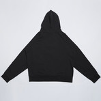 Small Face Embroidery Hoodie // Black (XL)