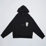 Small Face Embroidery Hoodie // Black (XL)