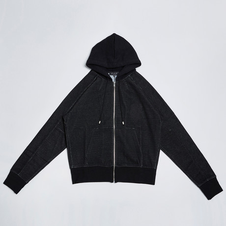 Low Edge Hood Zip-Up // Black (S)