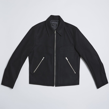 Wool Applique Zip-Up Jacket // Black (S)