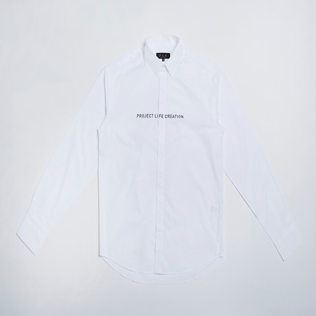 Logo Print Cotton Shirt // White (S)
