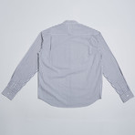 No Collar Stripe Shirt // Striped Gray (S)