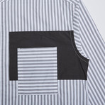 No Collar Stripe Shirt // Striped Gray (S)