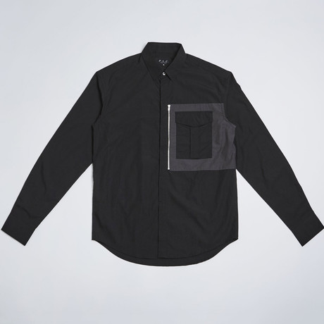Zipper Pocket Detail Shirt // Black (S)