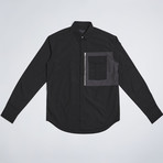 Zipper Pocket Detail Shirt // Black (XL)