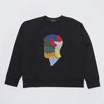 Face Color Embroidery Sweatshirt // Black (L)