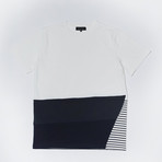Stripe Half Contrast T-Shirt // White (S)