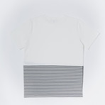Stripe Half Contrast T-Shirt // White (S)