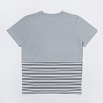 Stripe Half Contrast T-Shirt // Gray (S)