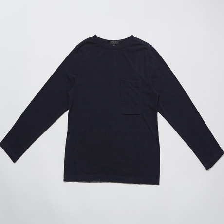 Wool Pocket Long Sleeve T-Shirt // Navy (S)