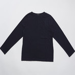 Wool Pocket Long Sleeve T-Shirt // Navy (S)