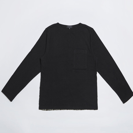 Wool Pocket Long Sleeve T-Shirt // Black (S)