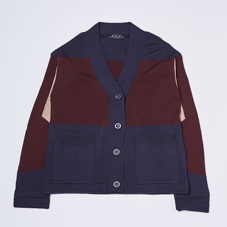 Color Block Cardigan // Burgundy (S)