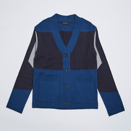 Color Block Cardigan // Navy (S)
