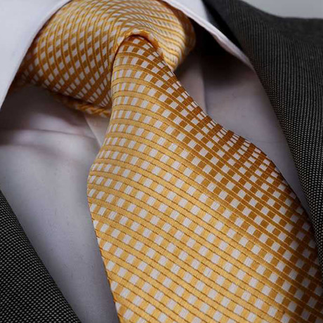 Checkered Silk Tie // Silver + Gold