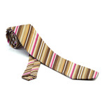 Line Pattern Silk Tie // Brown + White + Pink