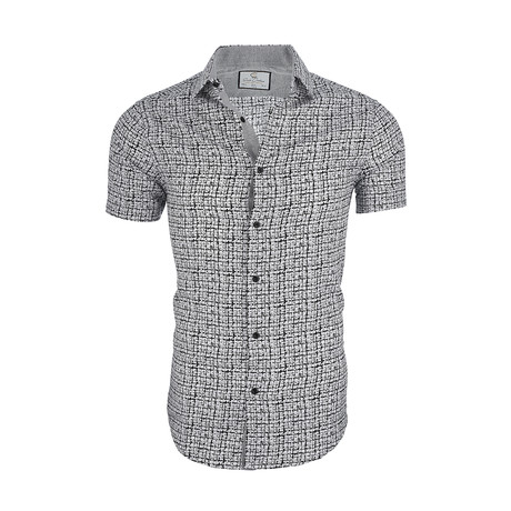 Sebastian Short-Sleeve Button-Up Shirt // Black + White (XS)
