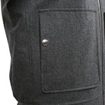 Dwalin Shearling Fur Collar Leather + Wool Jacket // Brown + Gray (M)
