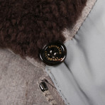 Shearling Fur Collar Wool Jacket // Gray (M)