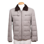 Shearling Fur Collar Wool Jacket // Gray (M)