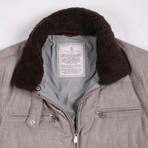 Shearling Fur Collar Wool Jacket // Gray (S)