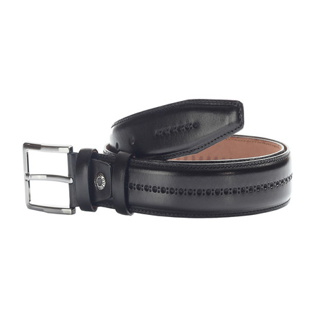 Patterned Leather Belt // Black (110 cm // 44" Waist)