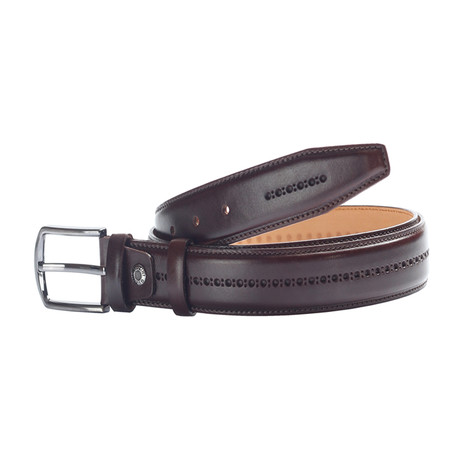 Patterned Leather Belt // Brown (110 cm // 44" Waist)