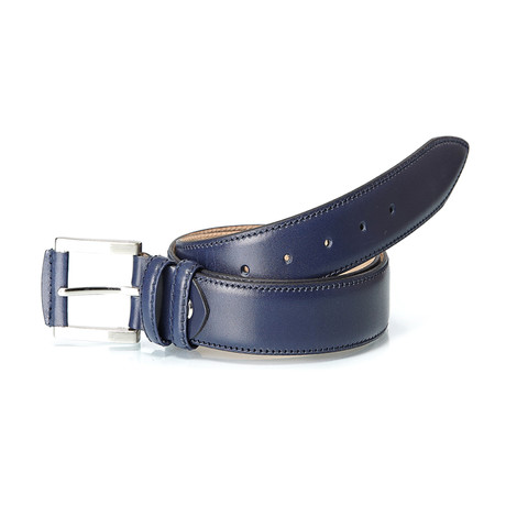 Stitched Leather Belt // Dark Blue (110 cm // 44" Waist)