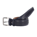 Grid Leather Belt // Dark Blue (110 cm // 44" Waist)