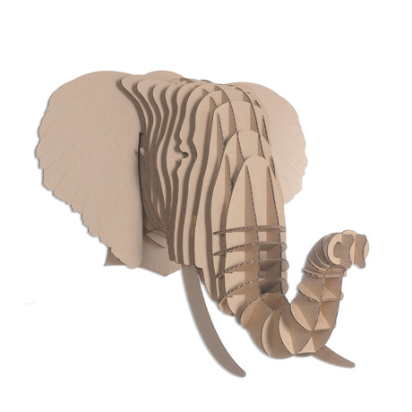 Eyan // Cardboard Elephant Head // Brown (Medium)