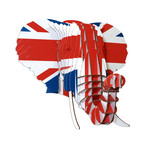 Eyan // Cardboard Elephant Head // Union Jack Print // Large