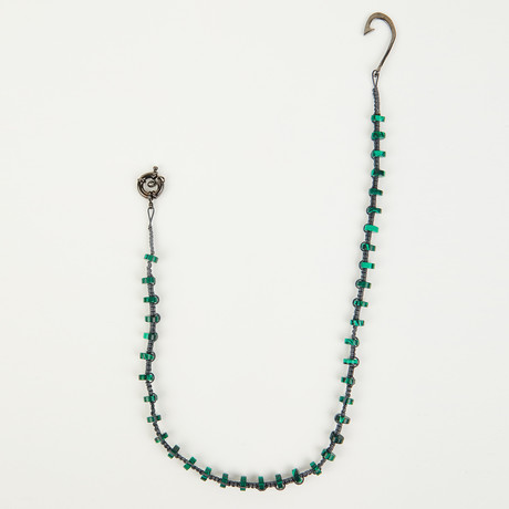Pocket Chain // Gray Ropes + Green Hematite Stones
