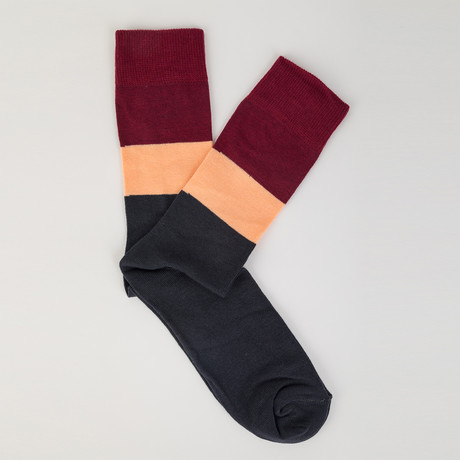 Socks // Gray + Claret Red