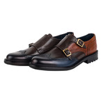 Sabaton Wingtip Monkstrap // Brown + Dark Blue (Euro: 40)