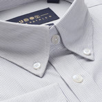 Striped Pocket Button Down Shirt // White + Blue (S)