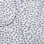 Pocket Patterned Button-Up Shirt // White + Gray (S)
