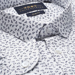Pocket Patterned Button-Up Shirt // White + Gray (L)