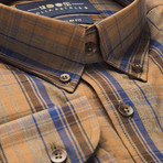 Checkered Pocket Button Down Shirt // Brown + Blue (S)