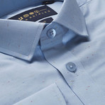 Pocket Patterned Button-Up Shirt // Blue (M)