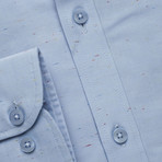 Pocket Patterned Button-Up Shirt // Blue (S)