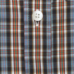 Checkered Pocket Button-Up Shirt // Black + Lavender + Orange (2XL)